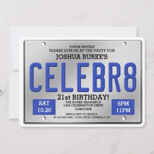 License Plate Birthday Invitations