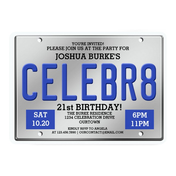 License Plate Birthday Invitations