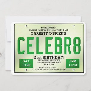 License Plate Birthday Invitations