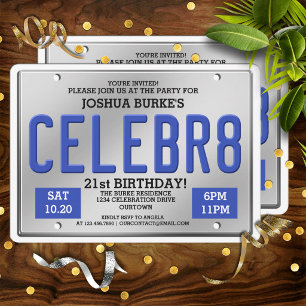 License Plate Birthday Invitations
