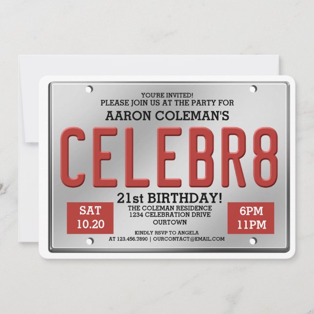 License Plate Birthday Invitations (Front)