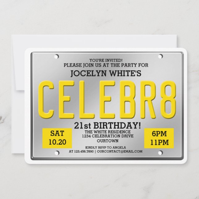 License Plate Birthday Invitations (Front)