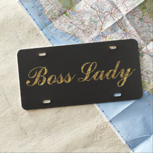 License Plate - Boss Lady Gold Glitter