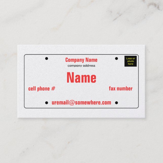 License Plate Business Card (Front)