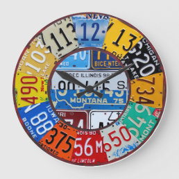 License Plate Clock Vintage Numbers Car Tag Art