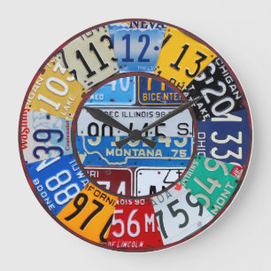 License Plate Clock Vintage Numbers Car Tag Art 2