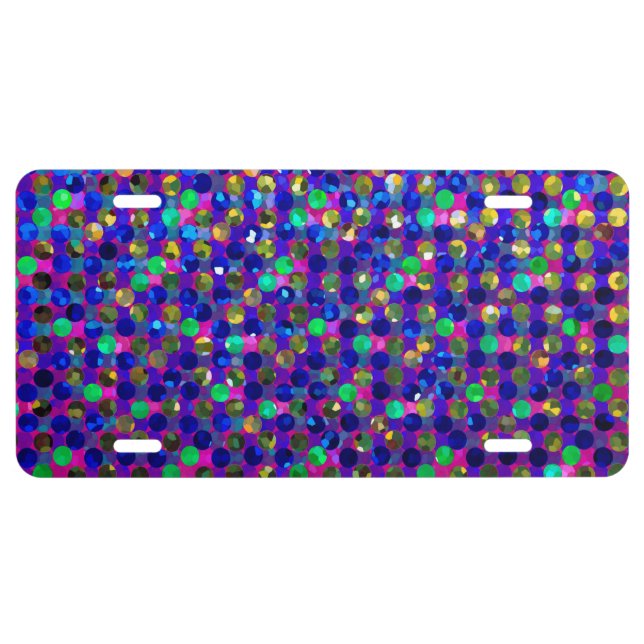 License Plate Cover Polka Dots Sparkley Jewels (Front)