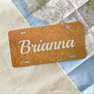 License Plate - Custom Glitter Name Gold