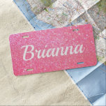 License Plate - Custom Glitter Name Pink<br><div class="desc">Make your own Custom Vehicle License Plate. Customize with your own initial,  name,  text,  title,  photo,  image,  colors etc. When changing the text to your own,  if the text is too big,  small or uneven please use the customize option to make adjustments. Need help with the design? Message us!</div>