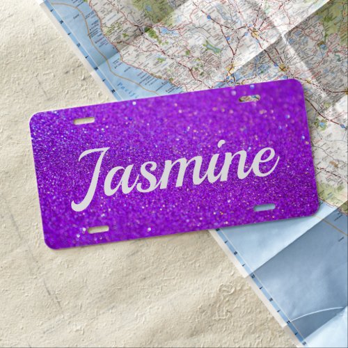 License Plate _ Custom Glitter Name Purple
