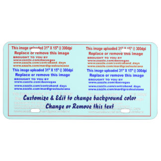 License Plate Dim: 6” x 12”, Plastic Aluminum