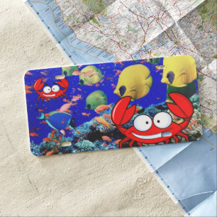 License Plate Father's Day Fish Ocean Crab