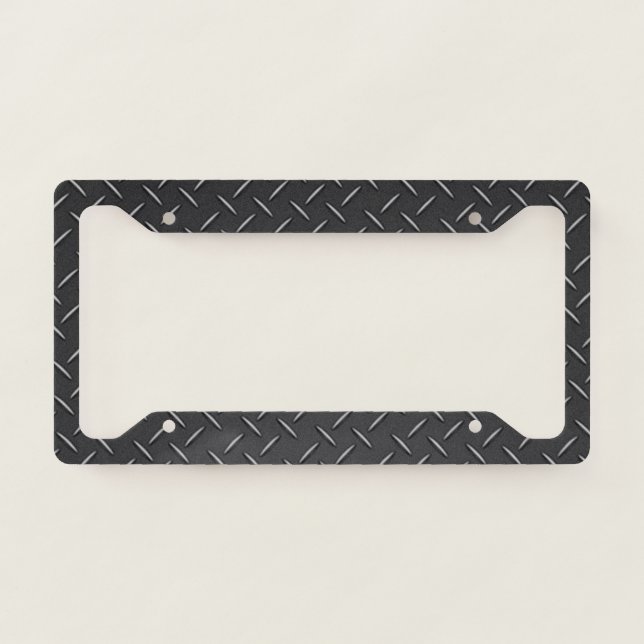 License Plate Frame - Diamond Plate Black (Front)