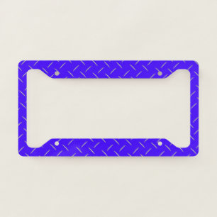 License Plate Frame - Diamond Plate Electric Blue