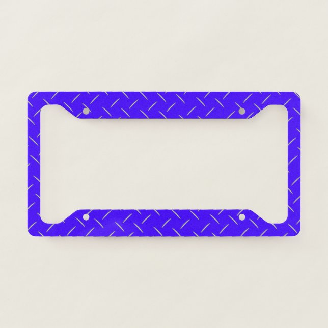 License Plate Frame - Diamond Plate Electric Blue (Front)