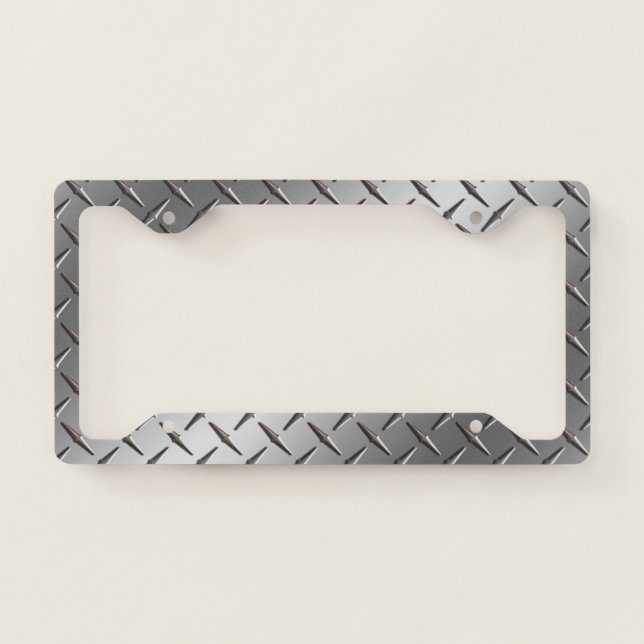 License Plate Frame - Diamond Plate Silver (Front)