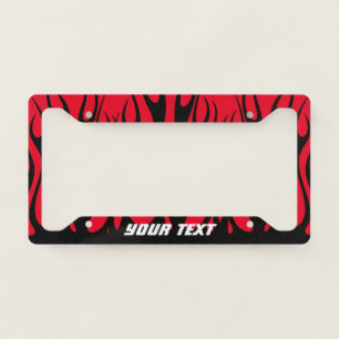 License Plate Frame - Fire Black Red