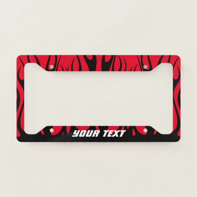 License Plate Frame - Fire Black Red (Front)