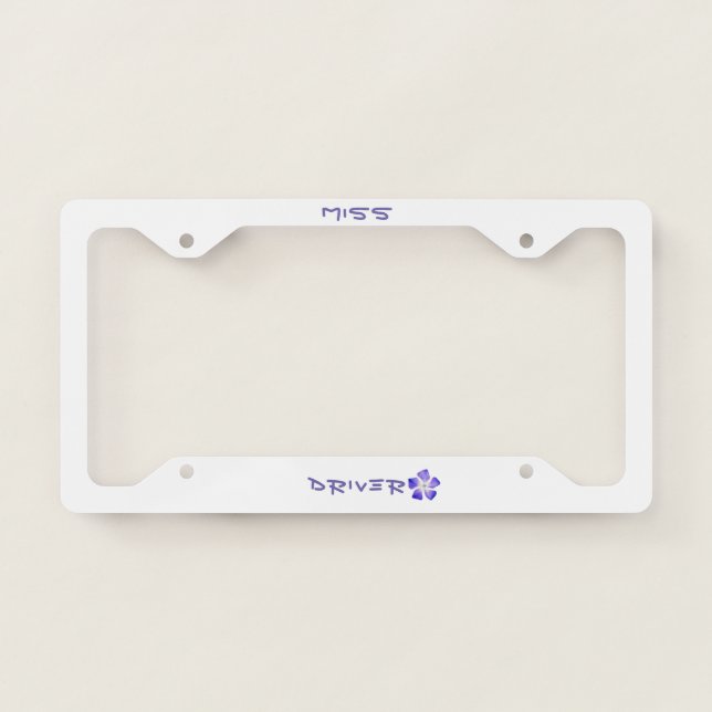 License Plate Frame Miss Driver design (Front)
