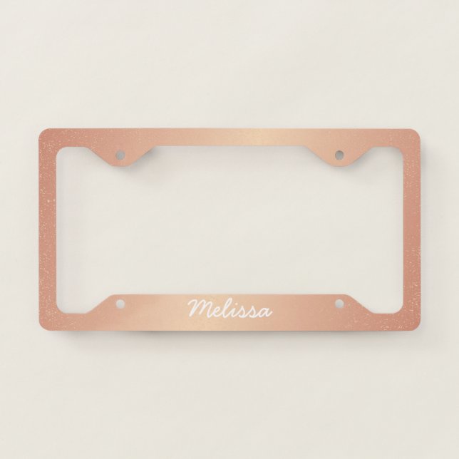 License Plate Frame - Personalized Name Rose Gold (Front)