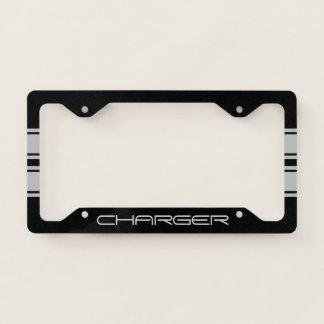 License Plate Frame - Racing Stripes Grey