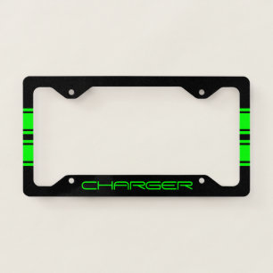 License Plate Frame - Racing Stripes Lime Green