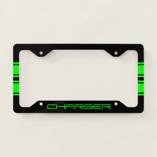License Plate Frame - Racing Stripes Lime Green