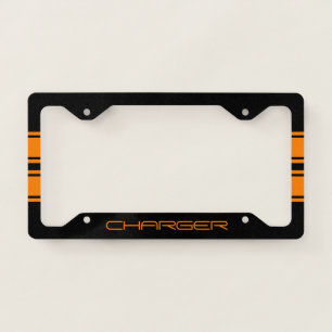 License Plate Frame - Racing Stripes Orange