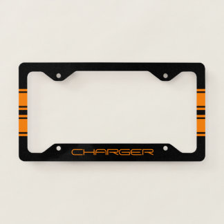 License Plate Frame - Racing Stripes Orange