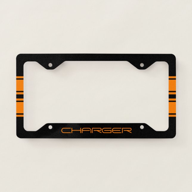 License Plate Frame - Racing Stripes Orange (Front)