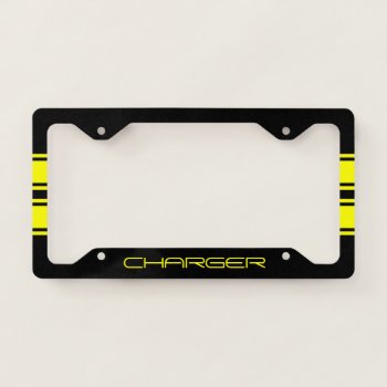 License Plate Frame - Racing Stripes Yellow by AutoBoys at Zazzle