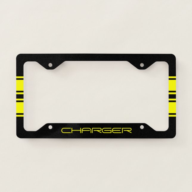 License Plate Frame - Racing Stripes Yellow (Front)