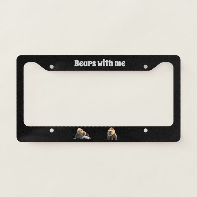 License Plate Frame w/ grizzly bear cubs (Front)