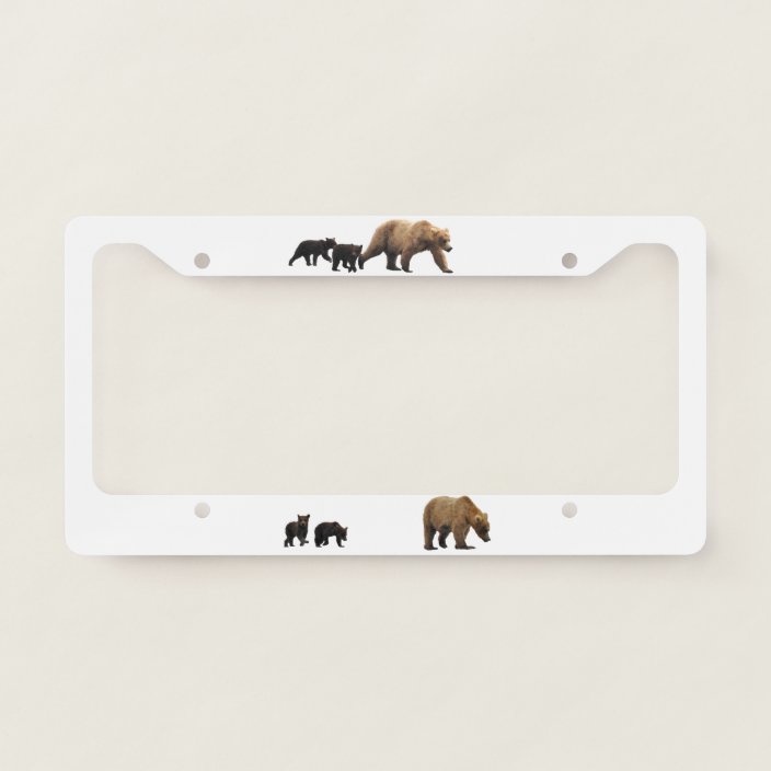 License Plate Frame w/ grizzly bears & cubs