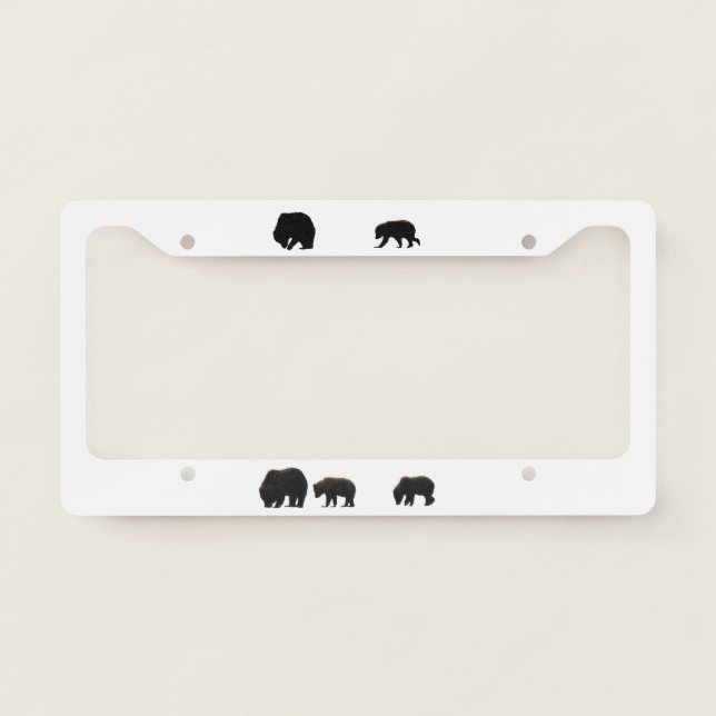 License Plate Frame w/ grizzly  bears & cubs (Front)