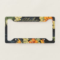 License Plate Frame With Hawaiian Hibiscus Flowers