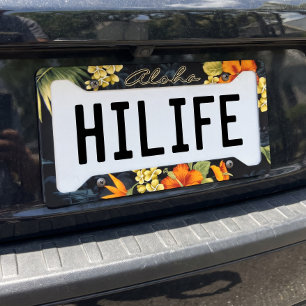 License Plate Frame With Hawaiian Hibiscus Flowers