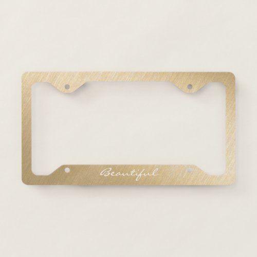 License Plate Frame _ Your Text Brushed Gold