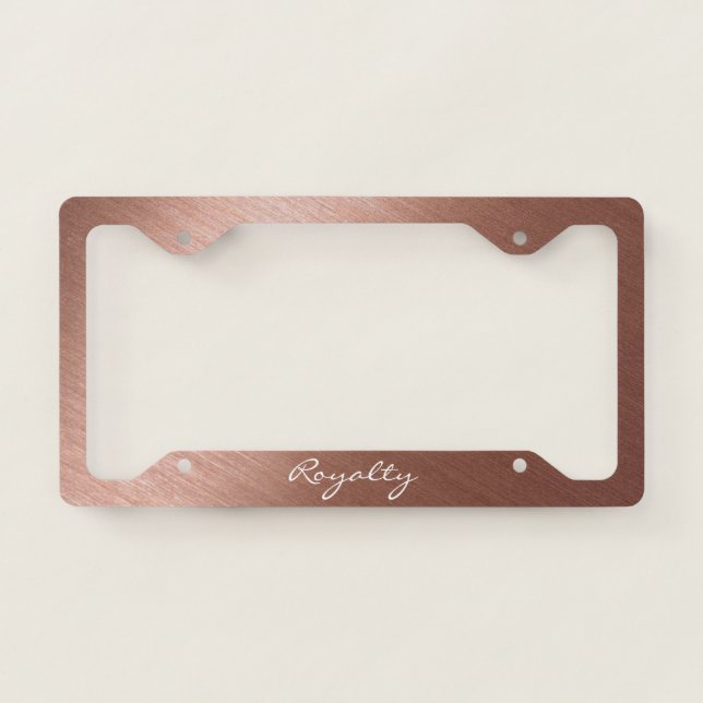 License Plate Frame - (Your Text) Brushed RoseGold (Front)