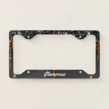 License Plate Frame - (Your Text) Glitter Black