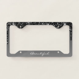 License Plate Frame - (Your Text) Glitter Black