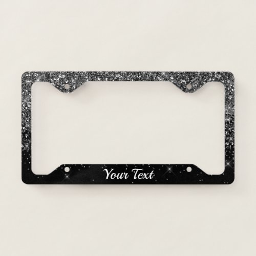 License Plate Frame _Your Text Glitter Black Duo