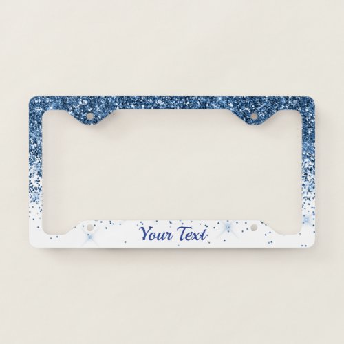 License Plate Frame _Your Text Glitter Blue