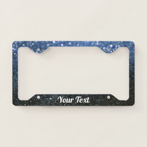 License Plate Frame _ Your Text Glitter Blue Black