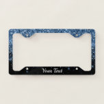 License Plate Frame -Your Text Glitter Blue Duo
