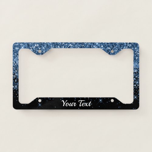 License Plate Frame _Your Text Glitter Blue Duo