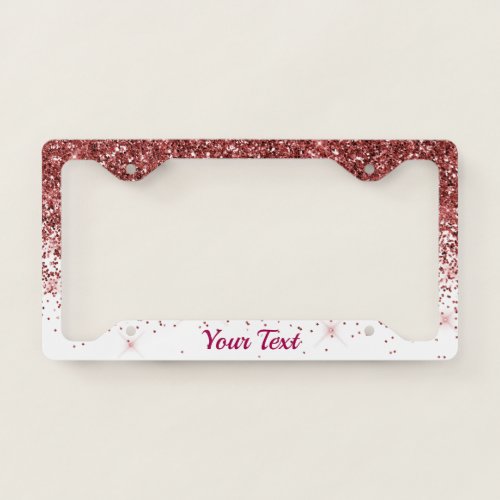 License Plate Frame _Your Text Glitter Burgundy