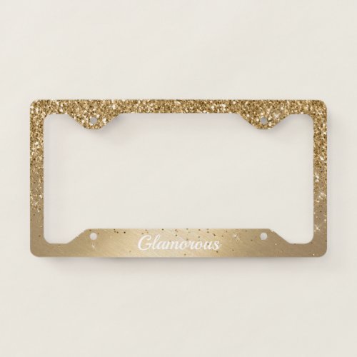 License Plate Frame _Your Text Glitter Gold