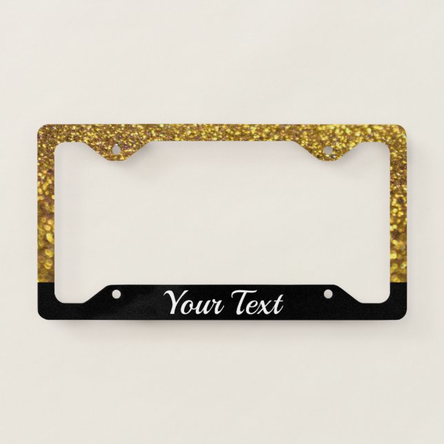 License Plate Frame - Your Text Glitter Gold (Front)