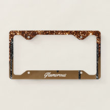 License Plate Frame - (Your Text) Glitter Gold